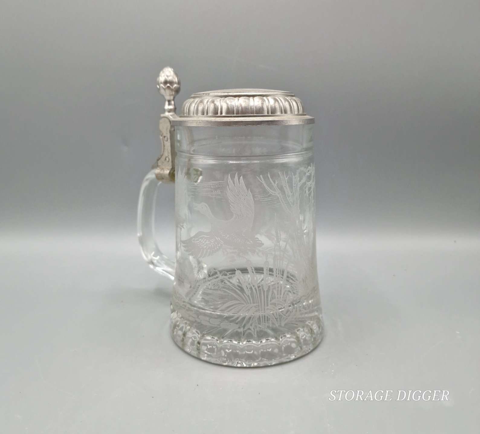 Vintage BMF West Germany Etched Glass Beer Stein 6
