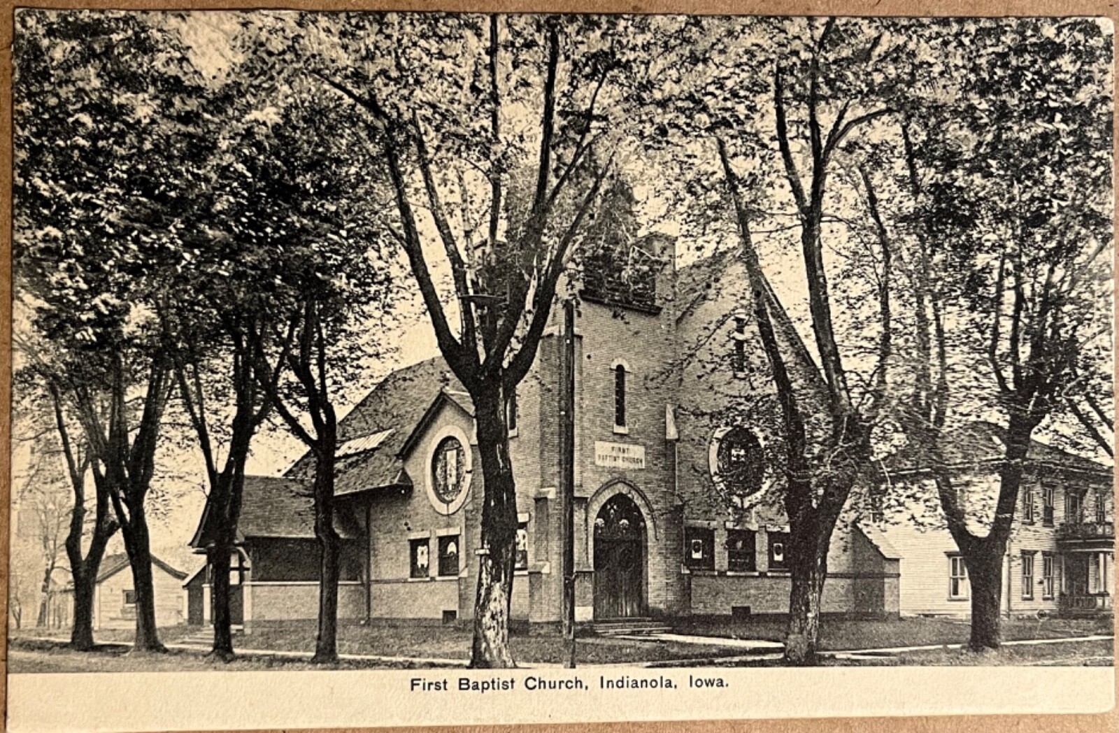 Indianola Iowa First Baptist Church Antique Postcard c1910