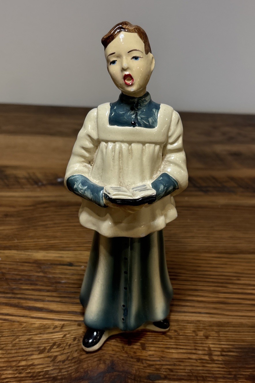 Vintage Choir Boy Figurine Christmas Holiday 1950s Open Mouth