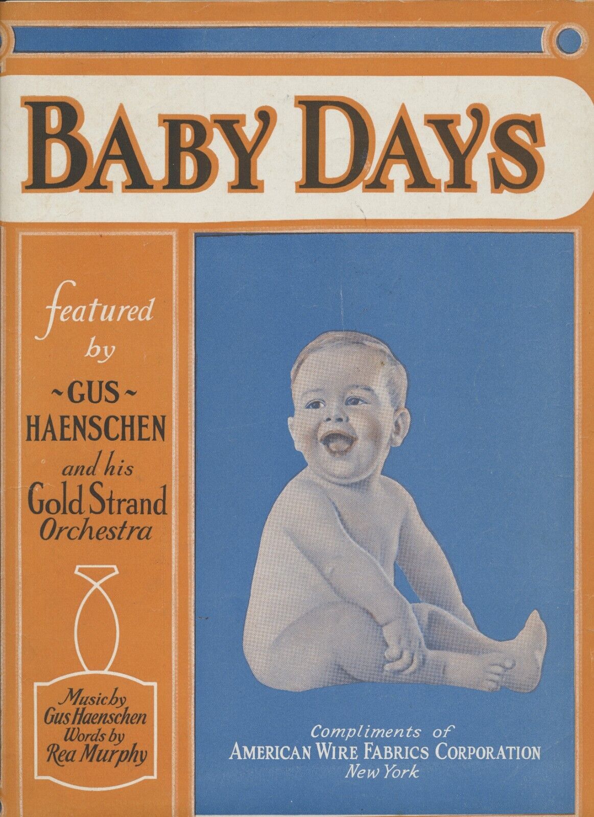 Baby Days 1928 Antique Sheet Music Gus Haenschen Rea Murphy Beautiful HTF