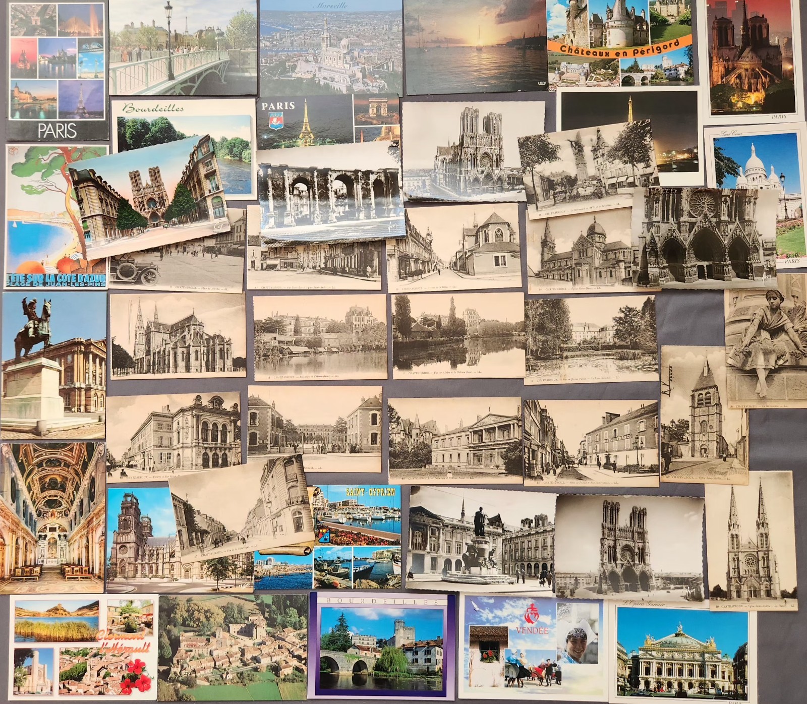 Lot of 43 FRANCE Chateauroux RPPC Reims Cathedral Postcard 1900-2000's City VTG
