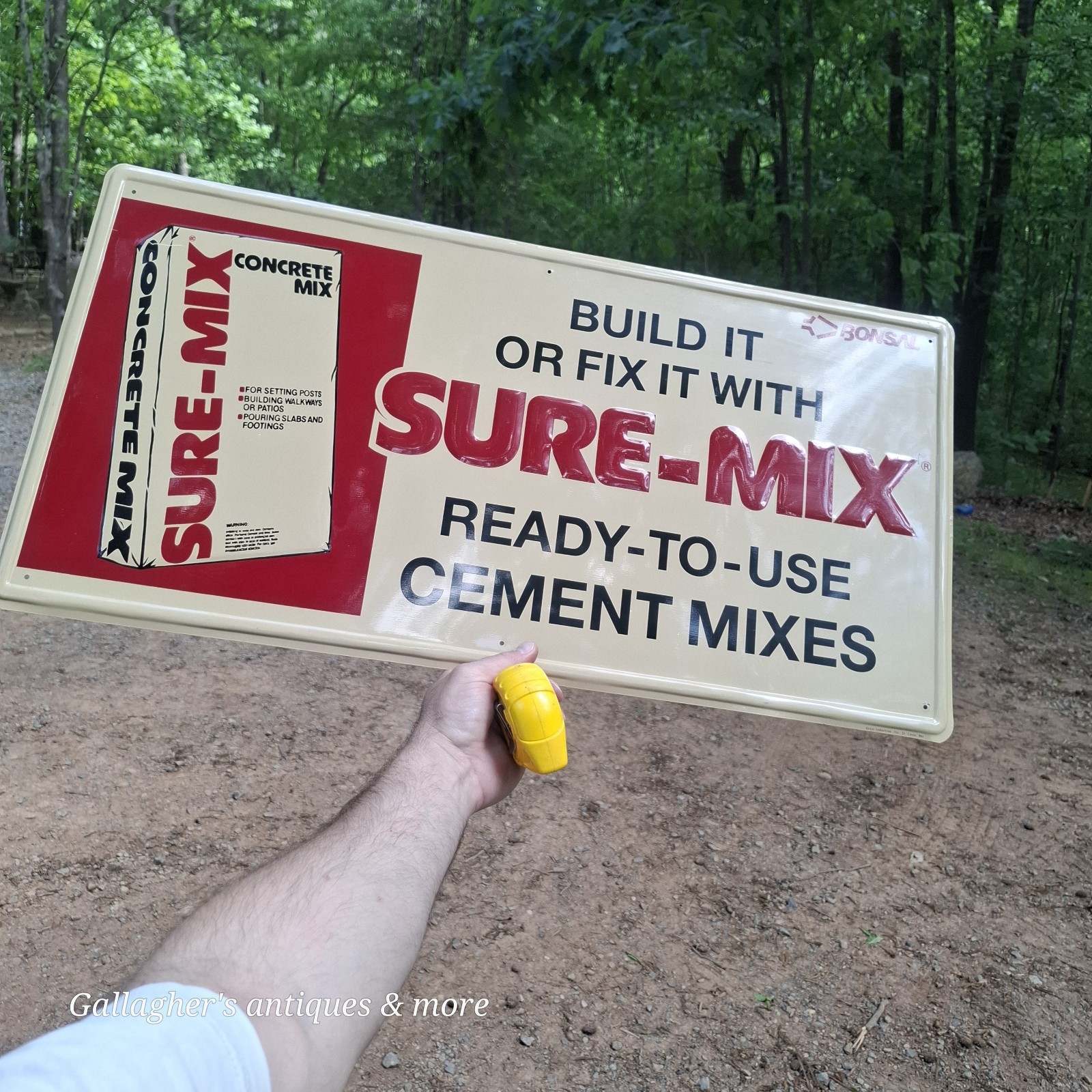 Rare Vintage Sure Mix Cement Metal Sign Stout Sign Co. USA