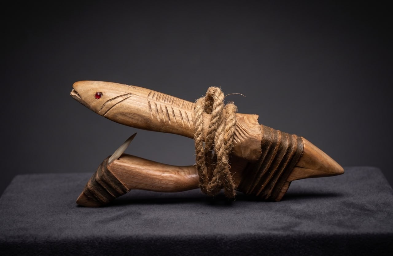 Fish Totem Halibut Hook, Northwest Coast Rustic Art Design