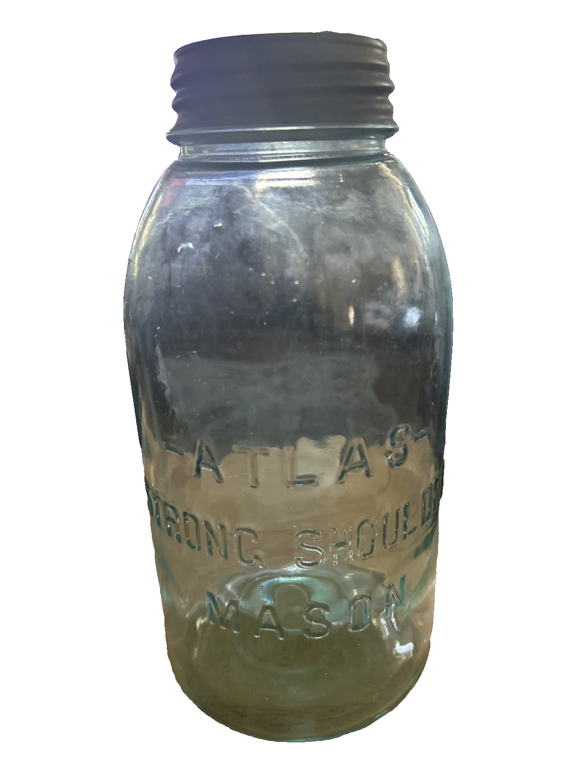 Vintage Cornflower Blue -Atlas- Strong Shoulder h.gallon jar With Ball Lid