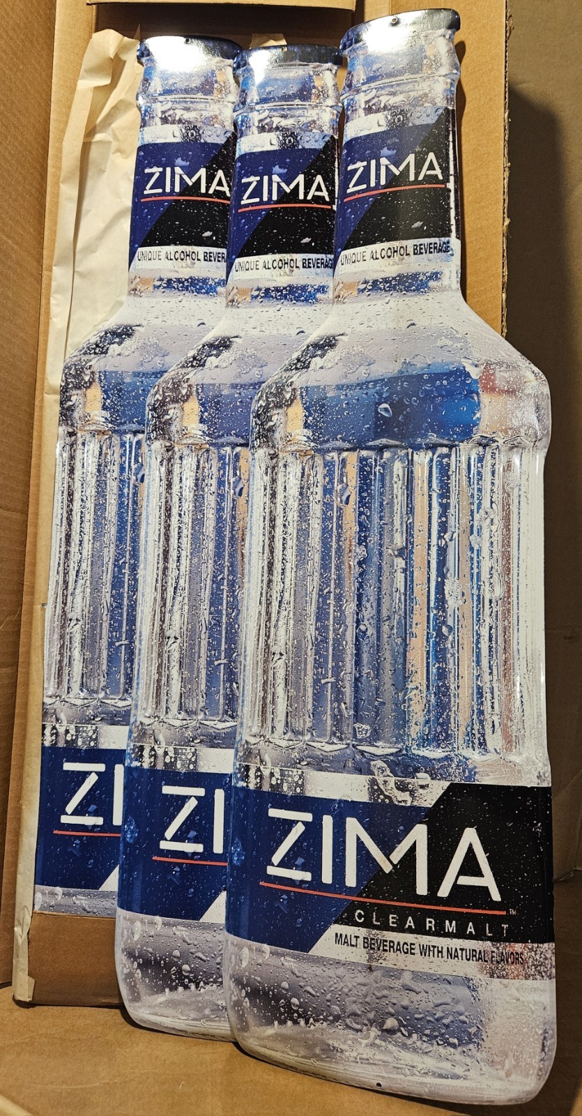 3pk NOS Vintage 1993 Zima Beverage bottle metal tin in original box