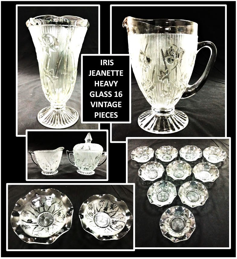 Gorgeous Vintage Iris Pattern 16 Piece Jeanette Heavy Glassware - NM-MT Gorgeous Vintage Iris Pattern 16 Piece Jeanette Heavy Glassware - NM-MT