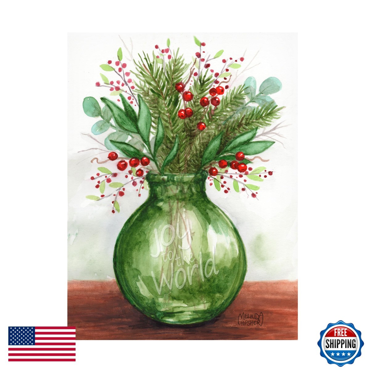Trademark Fine Art Canvas - Melinda Hipsher \'Joy to the World Christmas Green Trademark Fine Art Canvas - Melinda Hipsher \'Joy to the World Christmas Green
