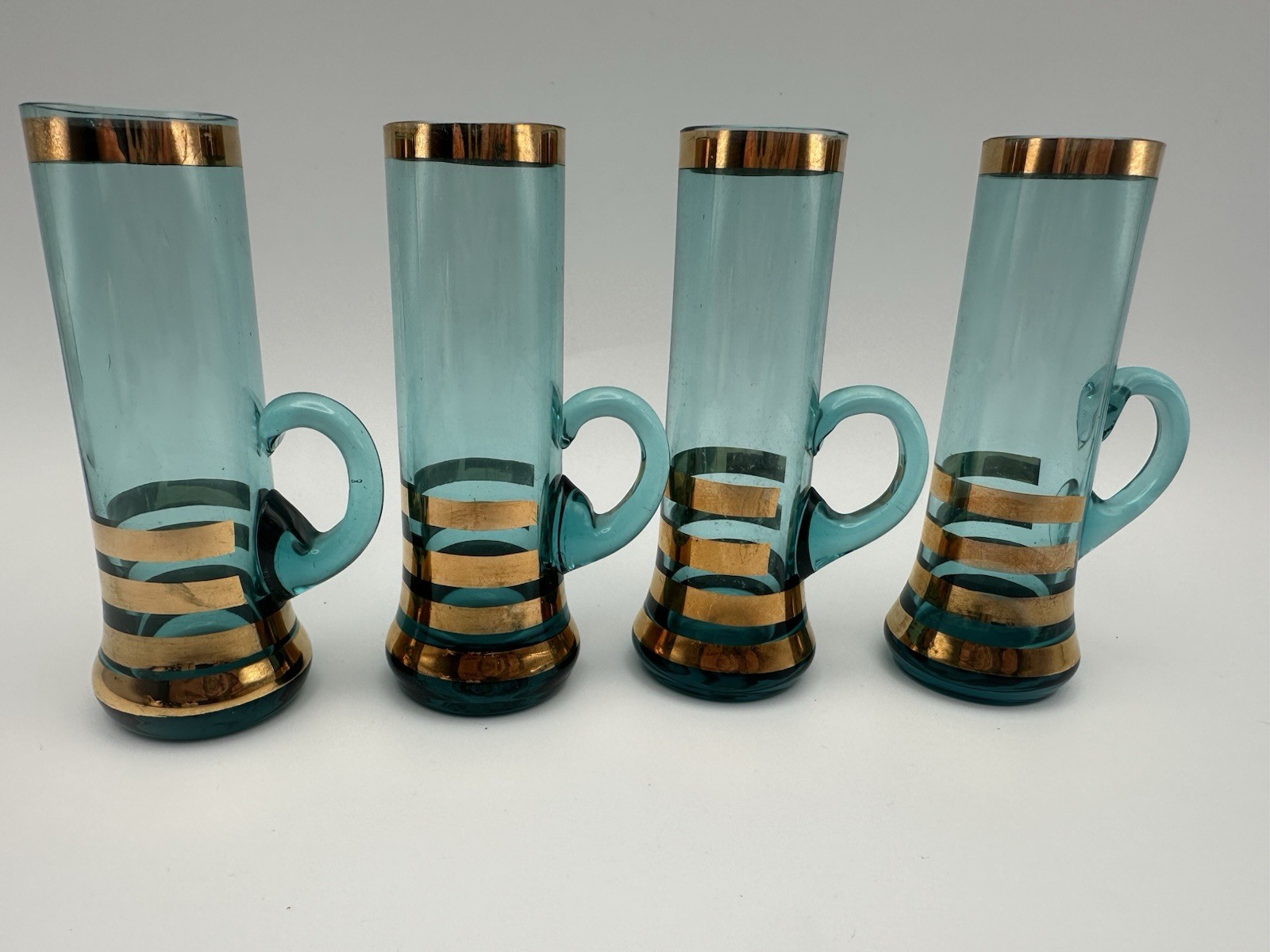 Vintage Set Of 4 Bohemian Czech shot glasses w handle 4\