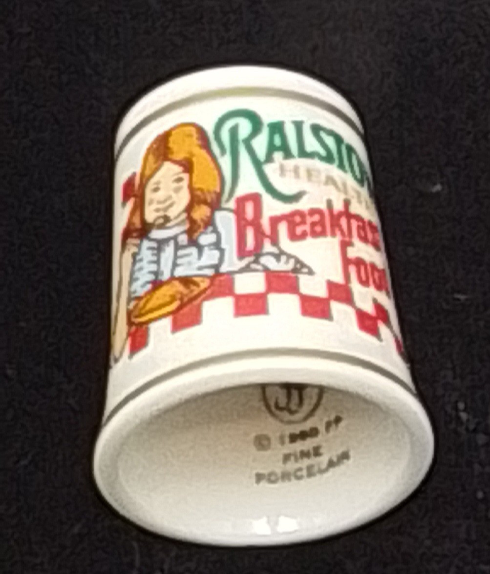 Vintage 1980 Franklin Porcelain The Country Store Thimble Ralston Breakfast Food