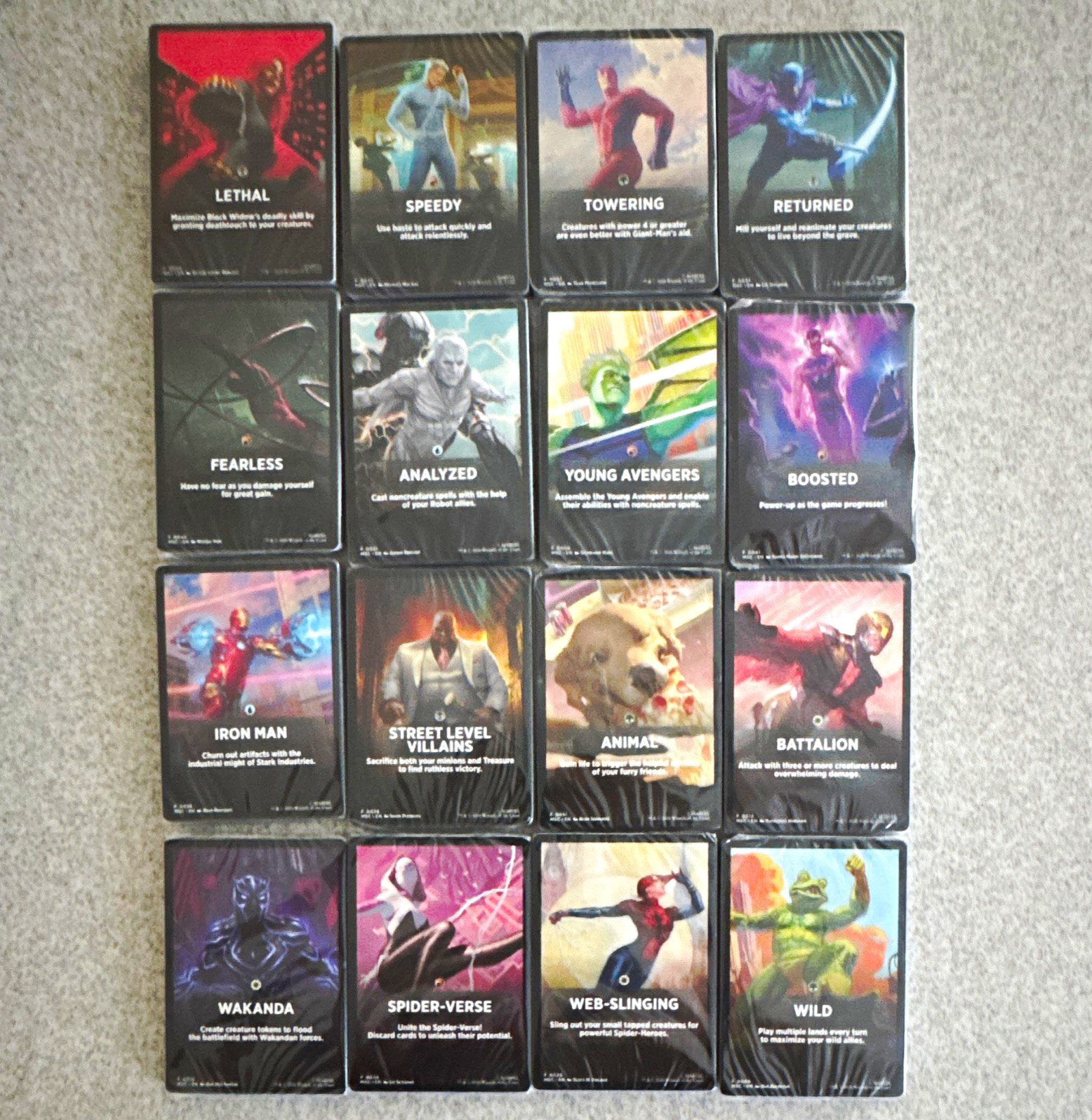 Mtg Marvel jumpstart Iron Man, wild, fearless, webslinging 16 different ones Mtg Marvel jumpstart Iron Man, wild, fearless, webslinging 16 different ones