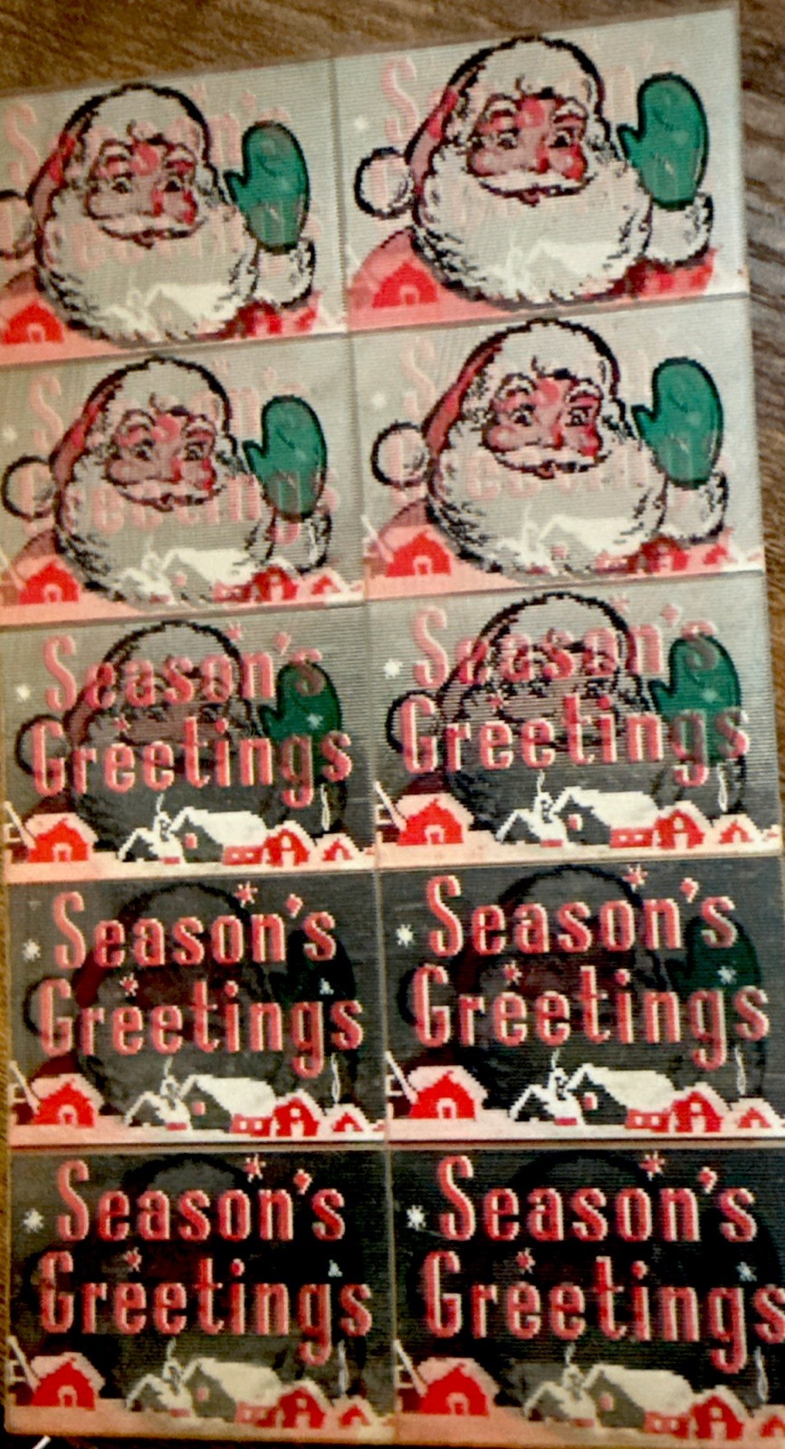 ORIGINAL 1950s VARI-VUE SANTA XMAS UNCUT SHEET 10 FLICKERS NOS RARE