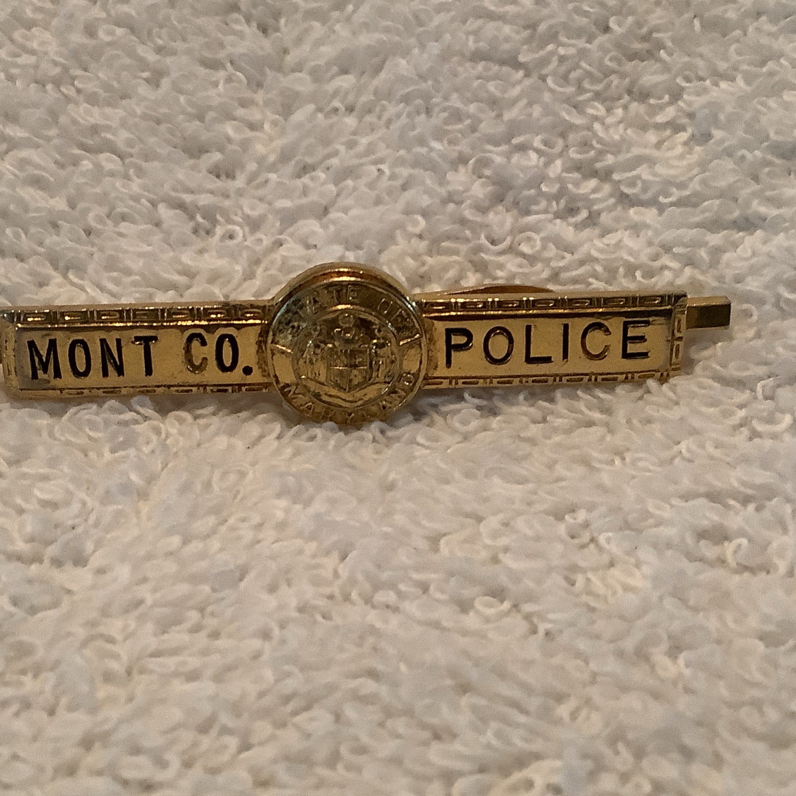 Vintage Montgomery County Police Maryland Gold Tone  Tie Clip Bar 