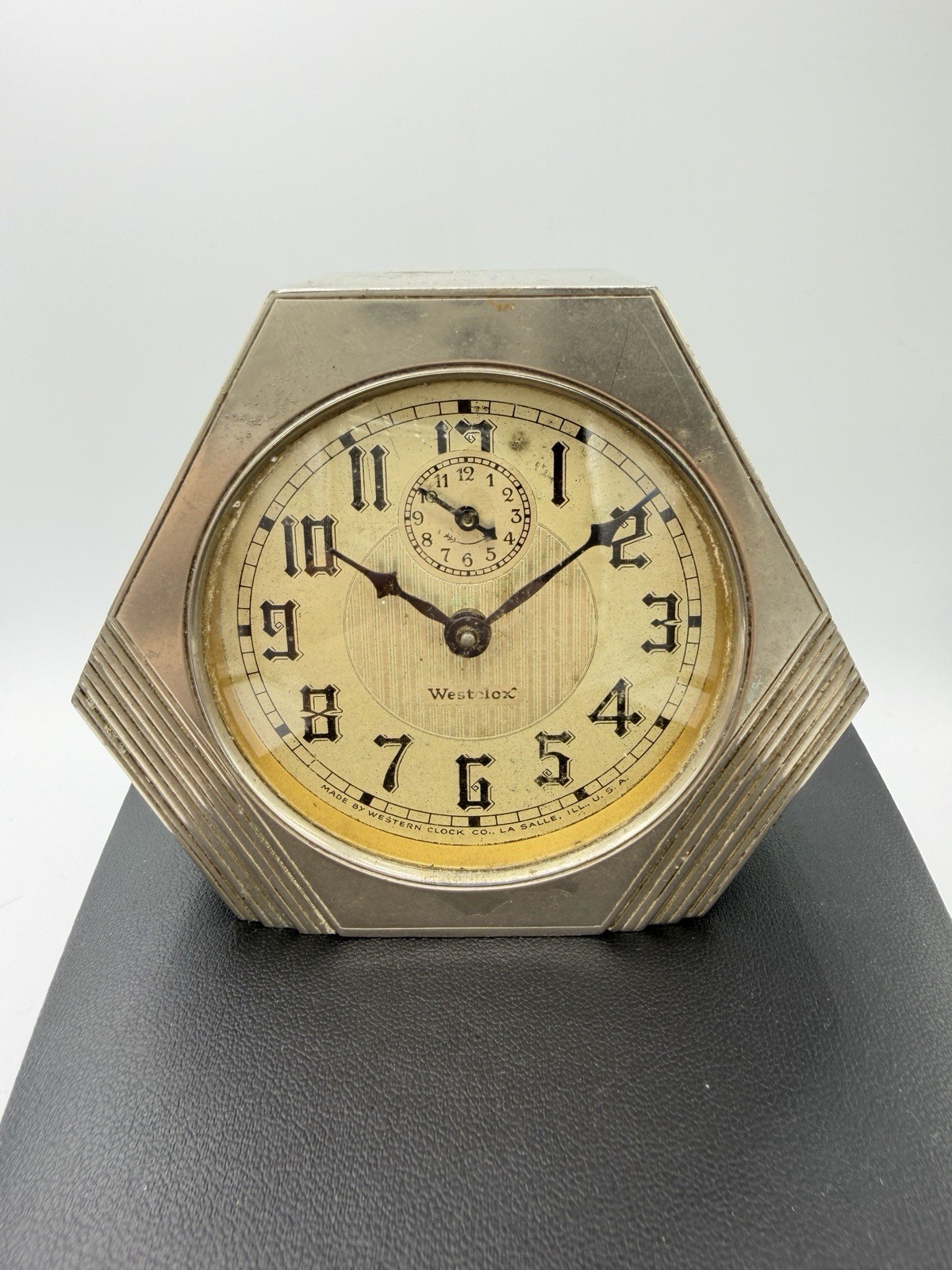 Vintage Art Deco 1930-34 Westclox LaSalle Dura 61F 403 Alarm Clock-Works Vintage Art Deco 1930-34 Westclox LaSalle Dura 61F 403 Alarm Clock-Works