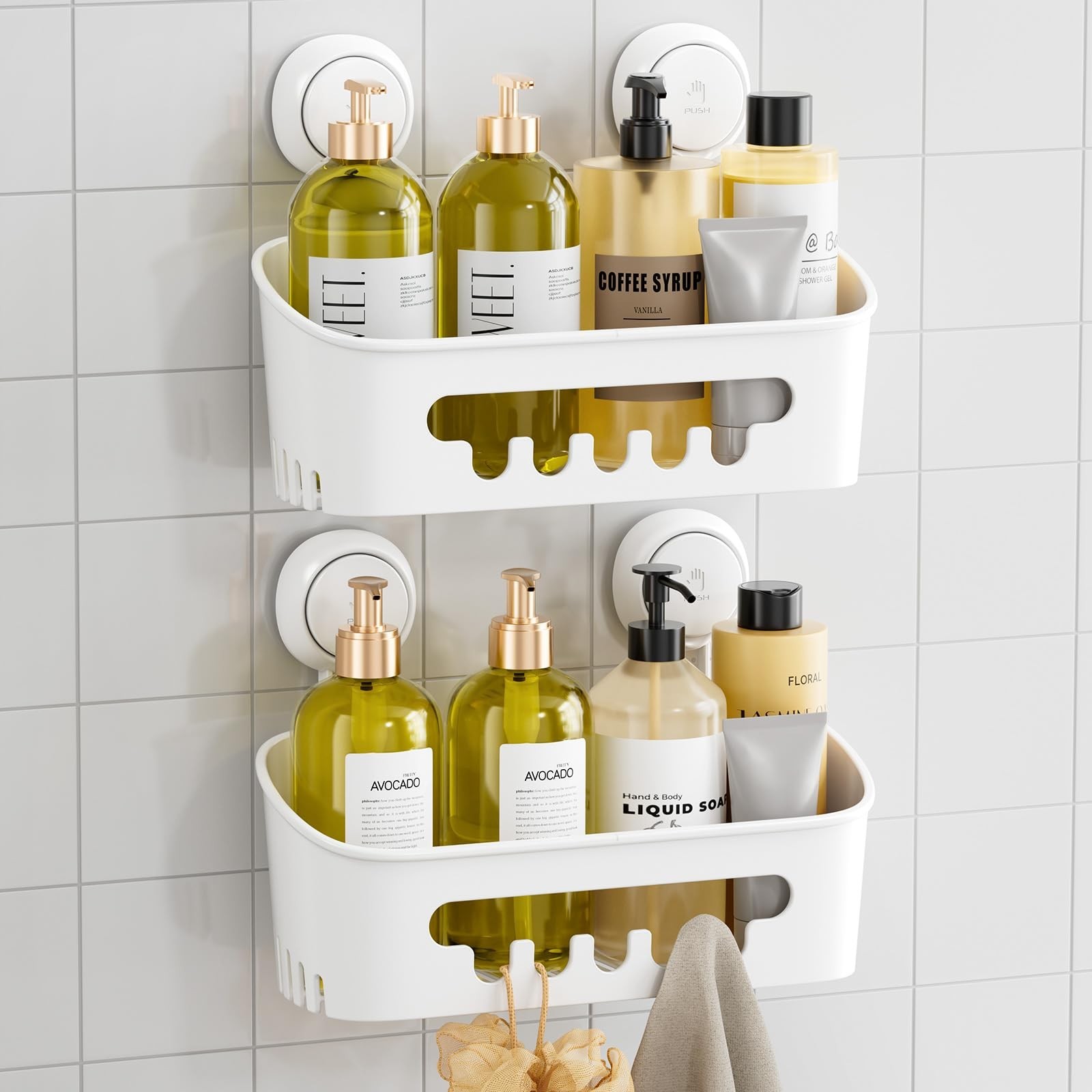 TAILI Shower Caddy Suction Cup 2 Pack, Heavy Duty Bathroom Organizer, Removab...
