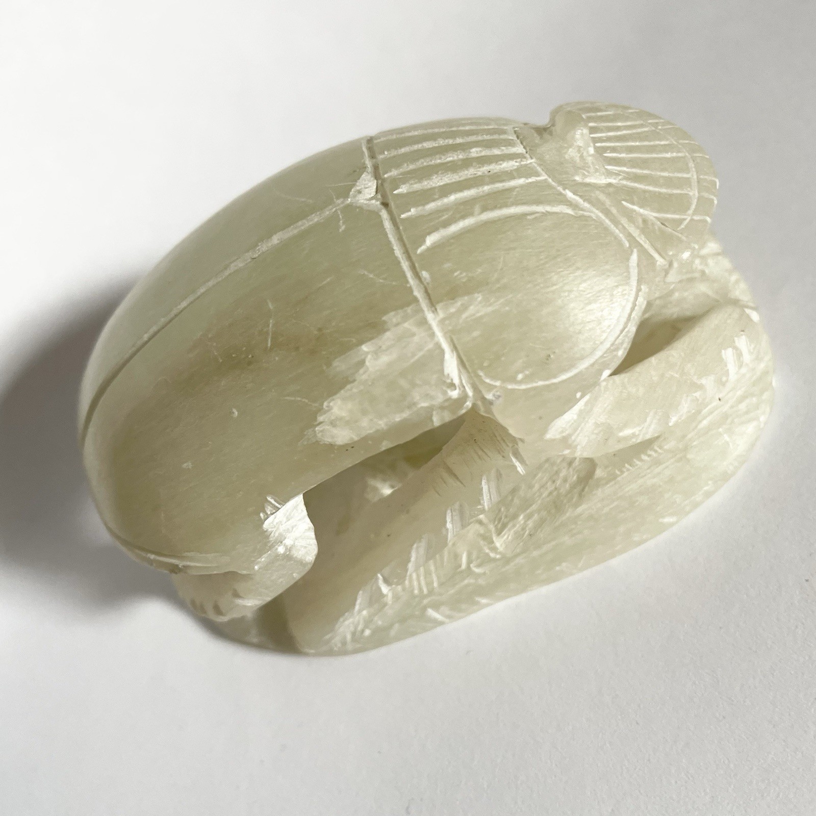 Egyptian Hand Carved Soapstone Scarab Beetle Hieroglyphics Paperweight 