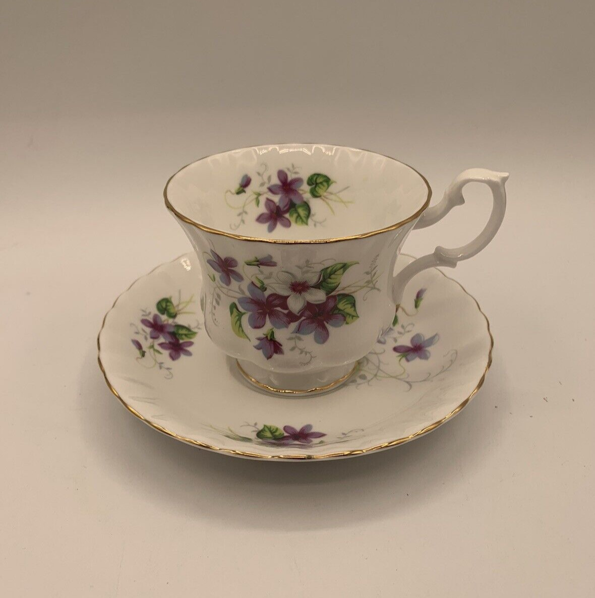 Vintage Royal Albert Purple Violets Cup and Saucer English Bone China