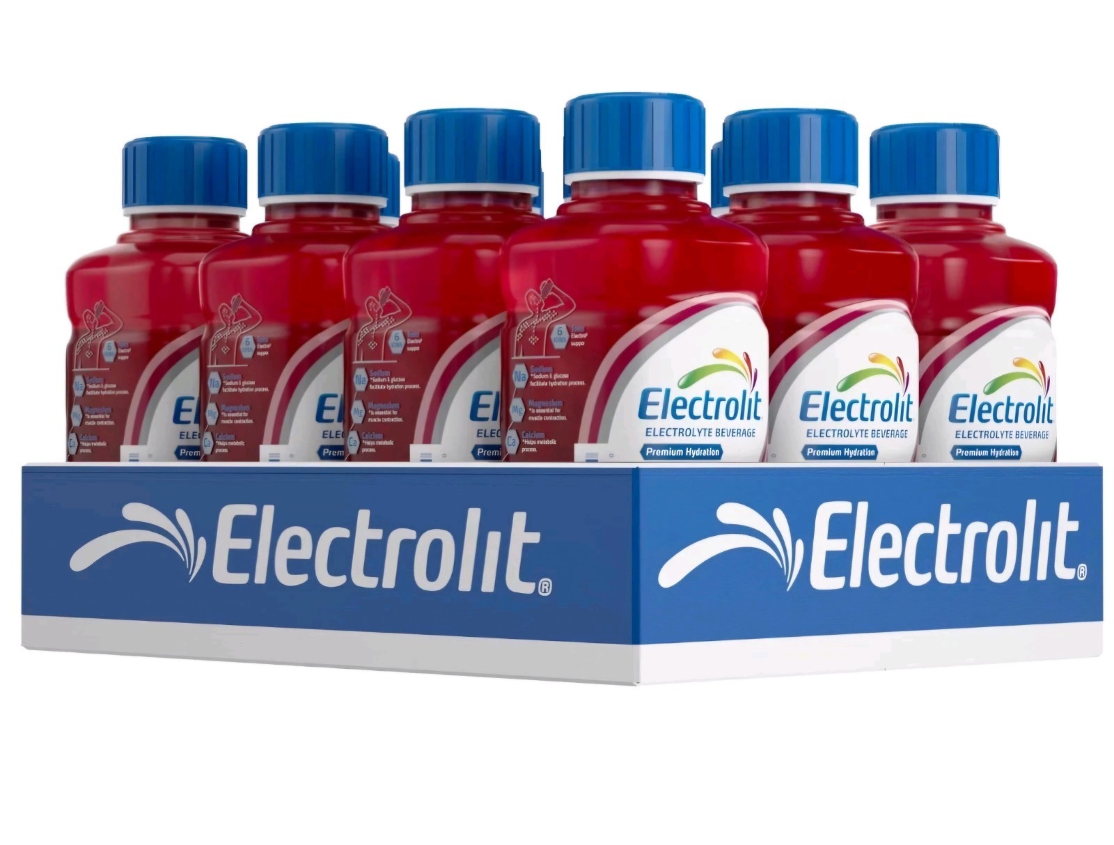 Electrolit, Electrolyte Beverage, Fruit Punch, 21 Fl Oz bottle Pack of 12