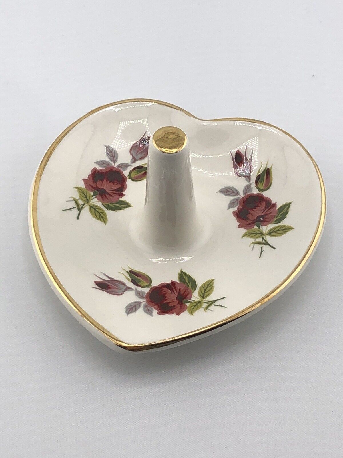 Vintage Lord Bryan England Rose Pattern Fine Bone China Trinket Ring Dish