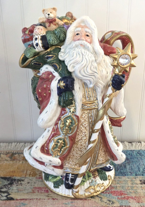 Vintage Fitz and Floyd Florentine Christmas Santa Teapot in Box EXC Condition