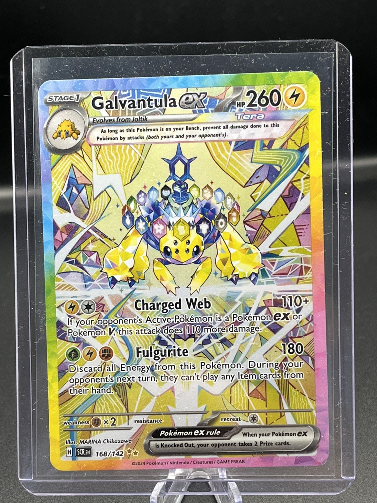 The Pokémon Company Galvantula ex 168/142 Double Rare Full Art Holo Sv07 EN The Pokémon Company Galvantula ex 168/142 Double Rare Full Art Holo Sv07 EN