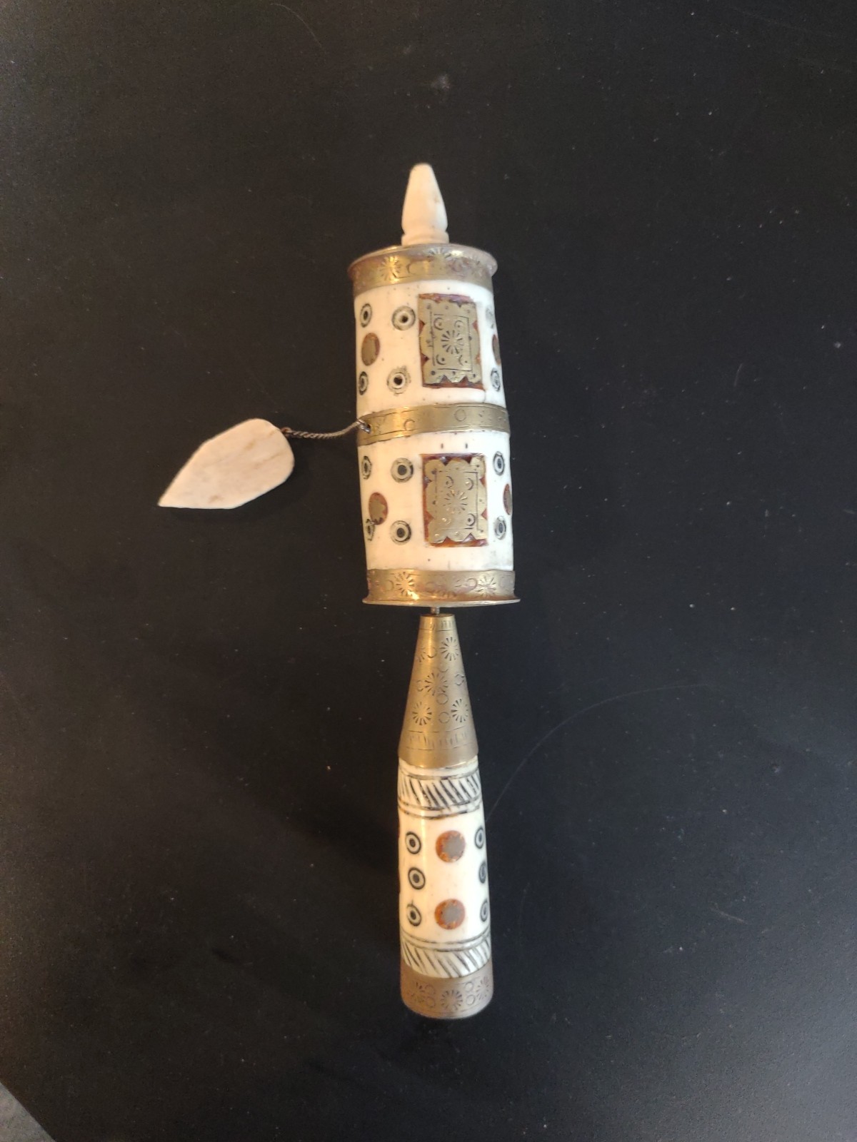 Antiques or Vintage Tibetan Buddhist Bone & Copper Handcrafted Prayer Wheel