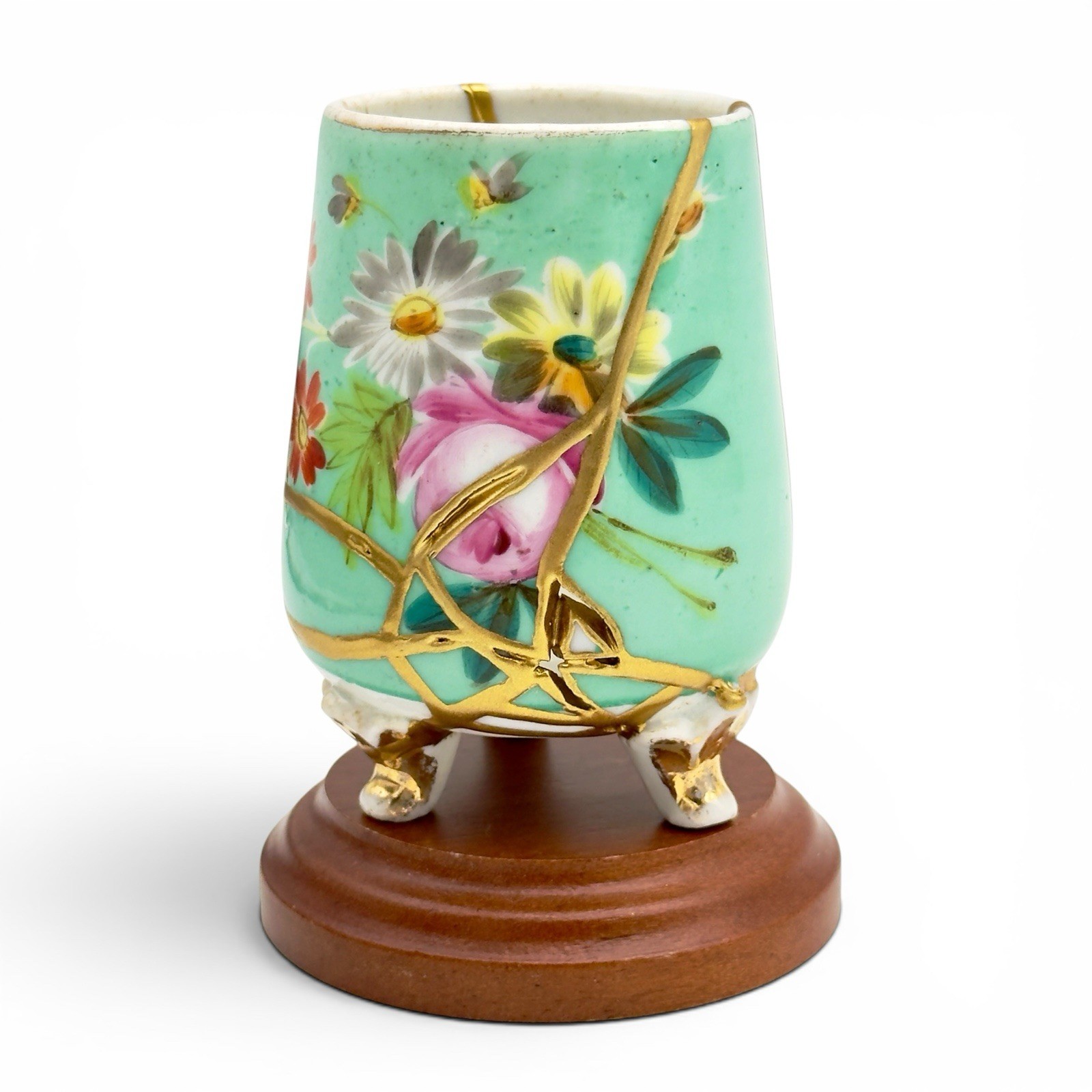 Kintsugi Vase Antique Footed Floral Mini Gold Crack Art Personal Growth Gift