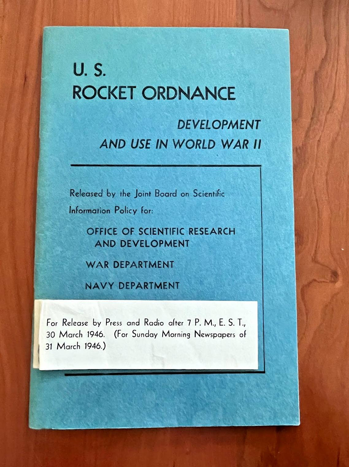 FREE SHIP PRISTINE 1946 US Rocket Ordnance, Development and Use in WWII - RARE