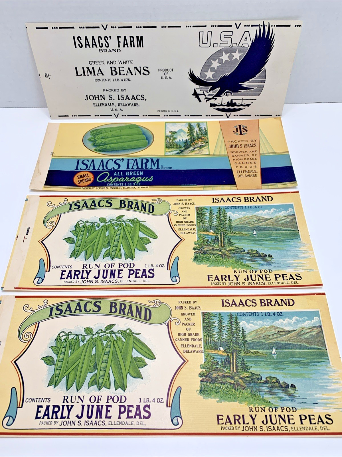 Vintage ISAACS Canned Vegetable Labels Lot ~ 1930s-1940s
