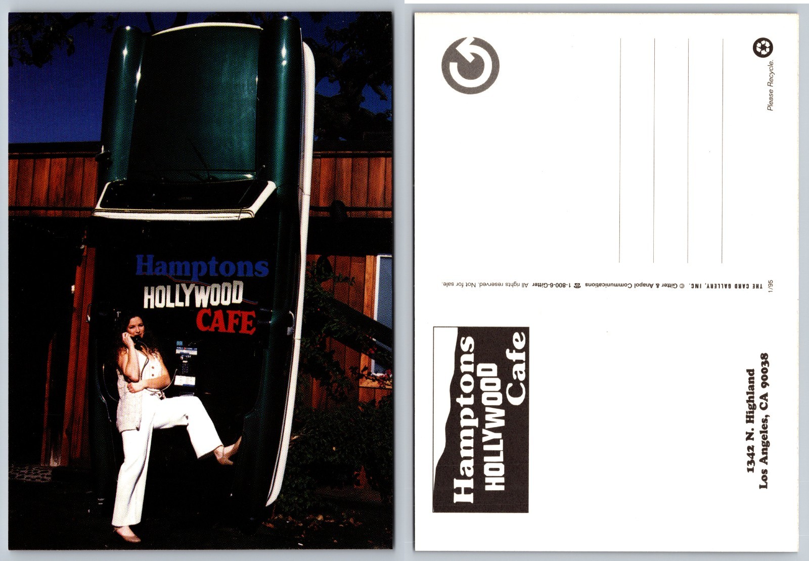 Continental Hamptons Hollywood Cafe Los Angeles CA Postcard