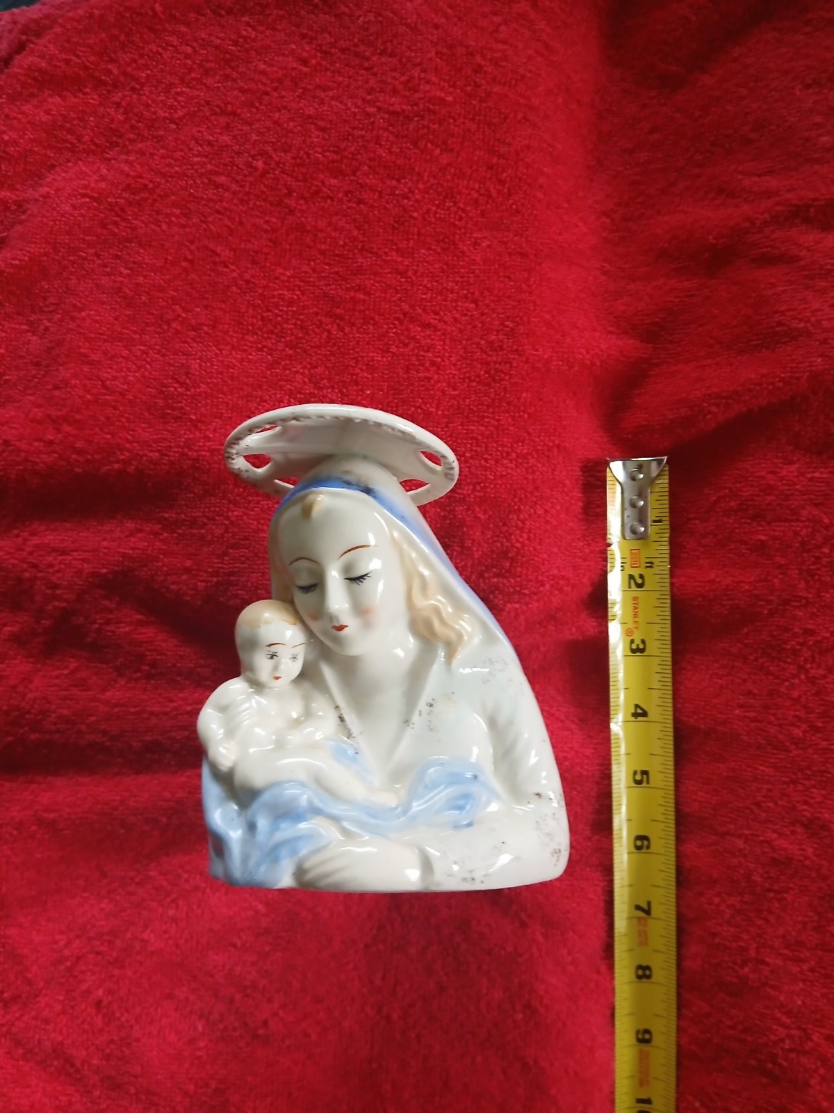 ceramic madonna mary and child planter head vase 5inches tall/4inches wide