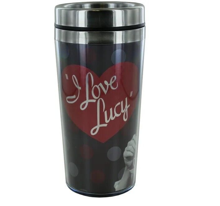 I Love Lucy Travel Mug Hot or Cold Beverages 16 Fluid Ounces Slide On Lid
