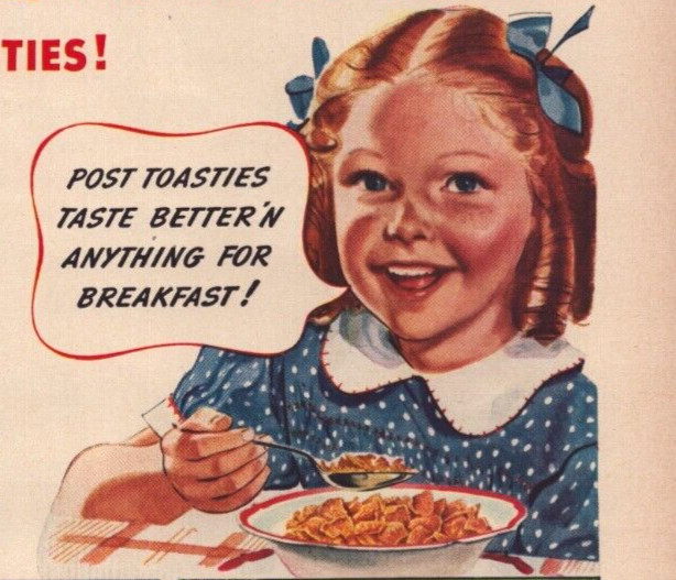 Post Toasties Ping Pong 1940 Vintage Print Ad Better N Anything Corn Flakes
