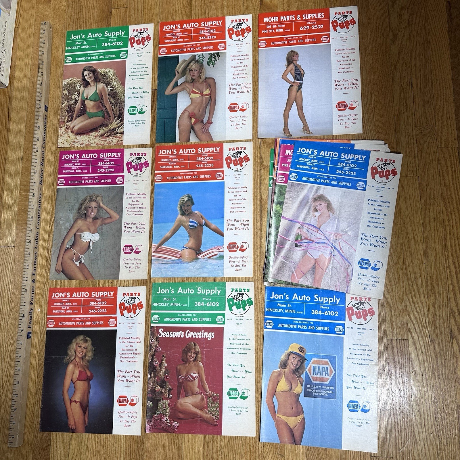 Lot 20 Vintage NAPA Auto Parts Pups Pinup Calendar Advertising Blotters 1980s