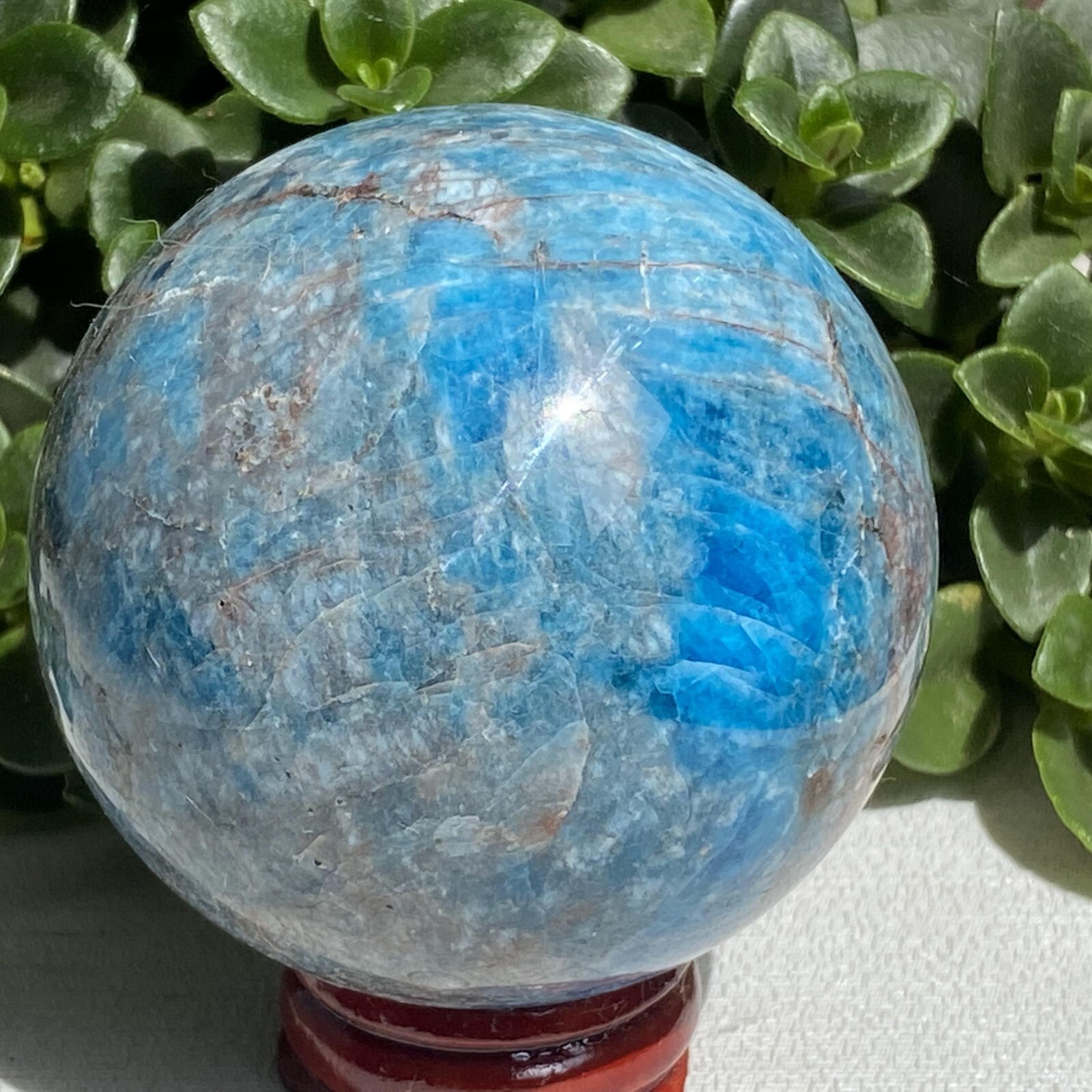 1pc Natural Blue Apatite Ball Sphere Quartz Crystal Mineral Reike Healing 60.8mm