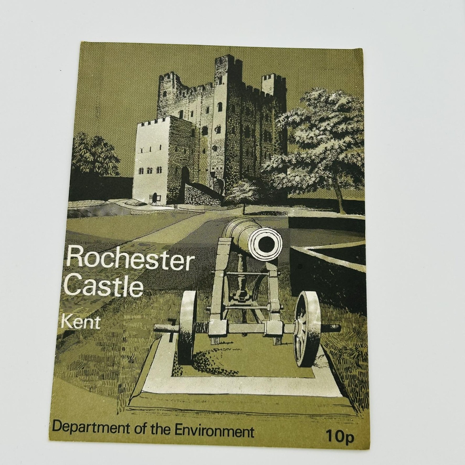 England UK Rochester Castle Lithograph Print Olive Postcard Kent 5.5x3.5in