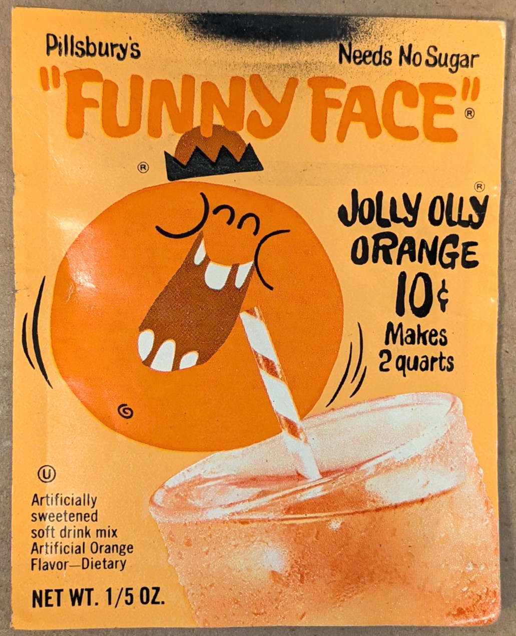 Pillsbury Funny Face Drink Mix 1960\'s Jolly Olly Orange 10 Cent Unopened Package