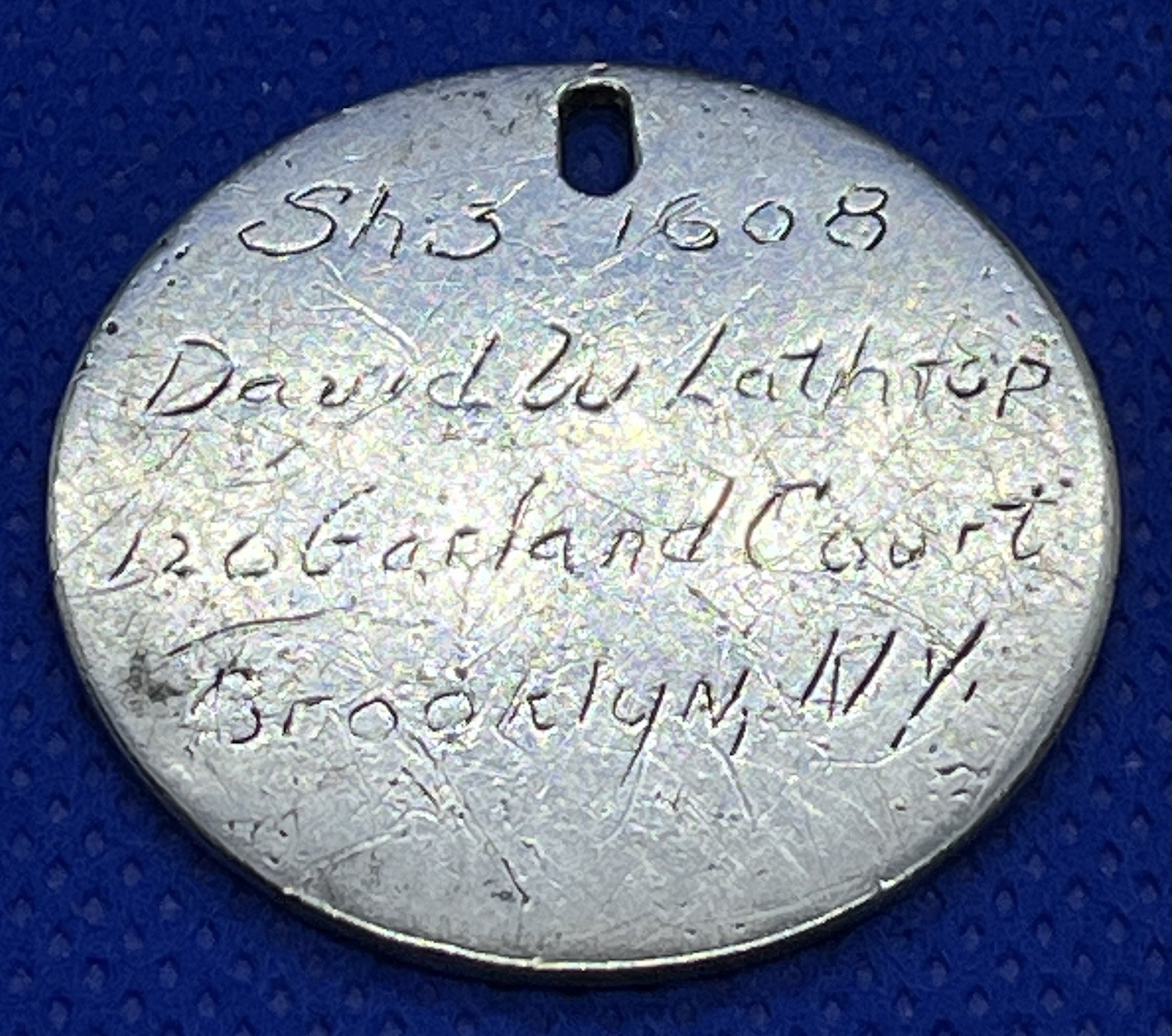 World War I Barber Half Homemade Dog Tag of David W. Lathrop - 