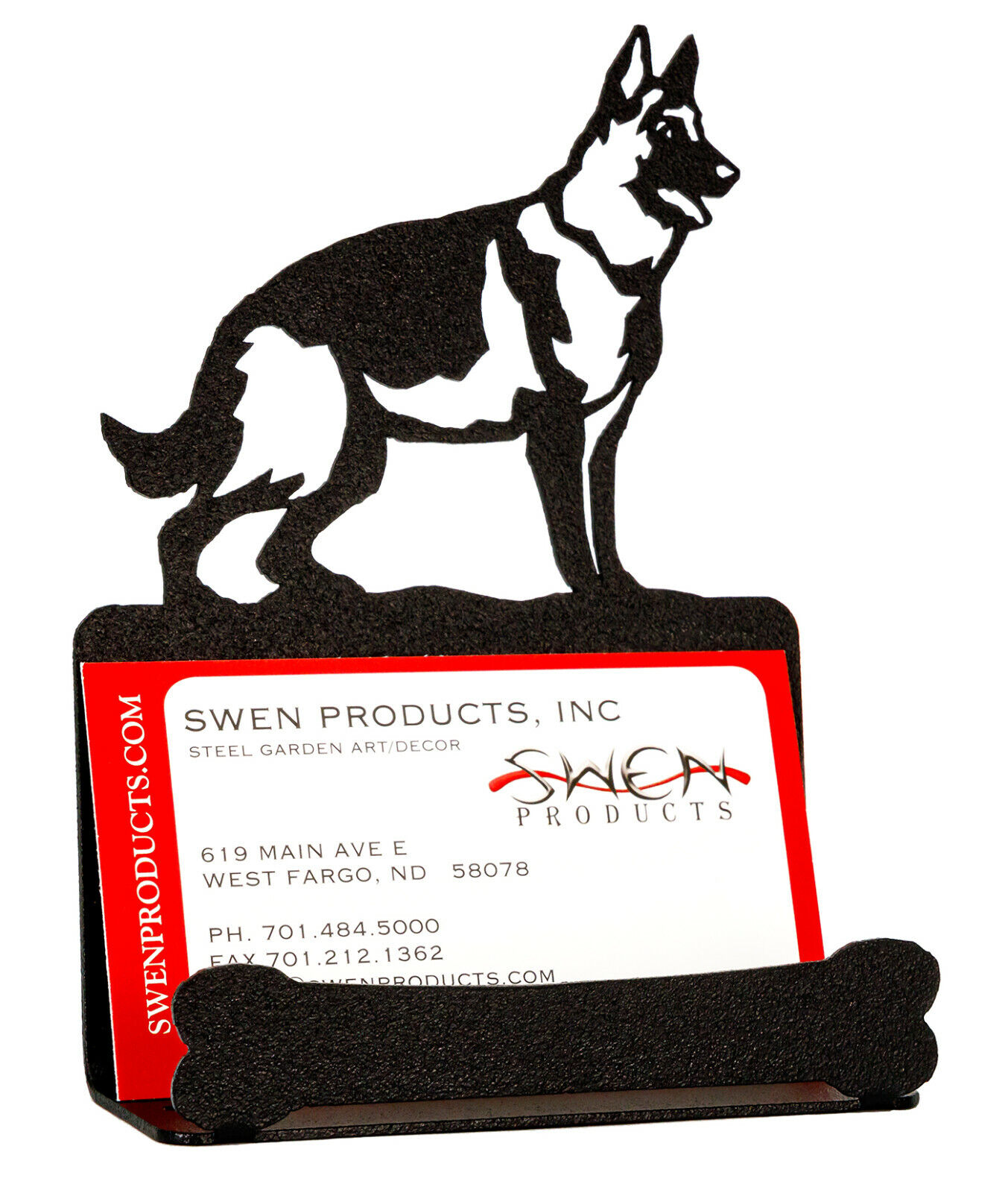 SWEN Products GERMAN SHEPHERD Dog Black Metal Business Card Holder