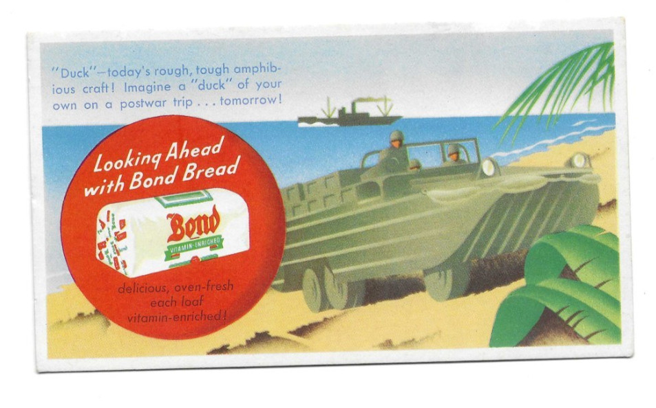 WWII Bond Bread Blotter Army DUCK Amphibious Landing Craft Unused Nice D68