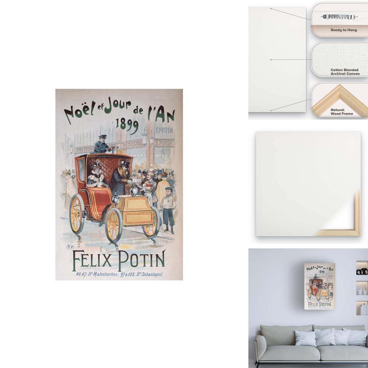 French School Felix Potin Christmas New Year 1899 Canvas Wall Art