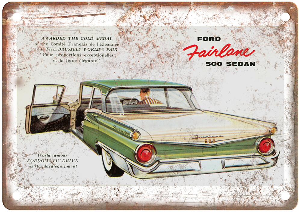 Vintage 1959 Ford Fairlane 500 Sedan Ad Retro Look Metal Sign A5690