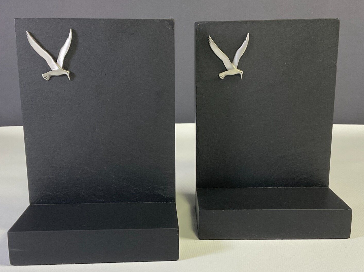 MCM Harpswell House Slate Seagul Seabird Coastal Bookends Charcoal Silver