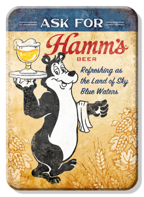 Ask For Hamm\'s Beer Bear Logo Sign Refrigerator Magnet Decor 2.5 x 3.5 Inch