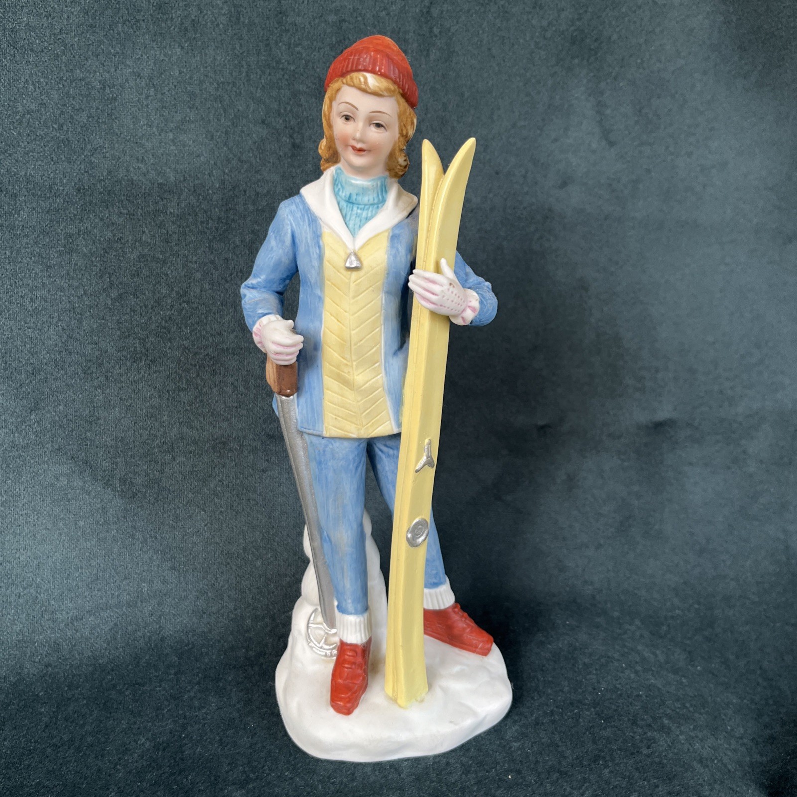 Vintage Ceramic Handpainted Lefton Skier Figurine