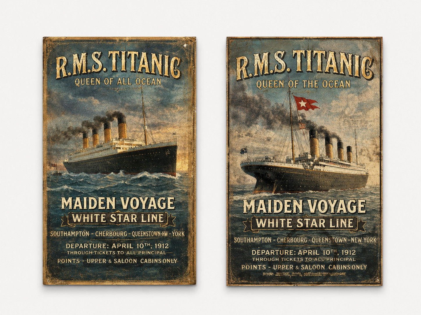 RMS Titanic bundle Set of 2 Vintage White Star Line Ocean Liner Art poster 13x19