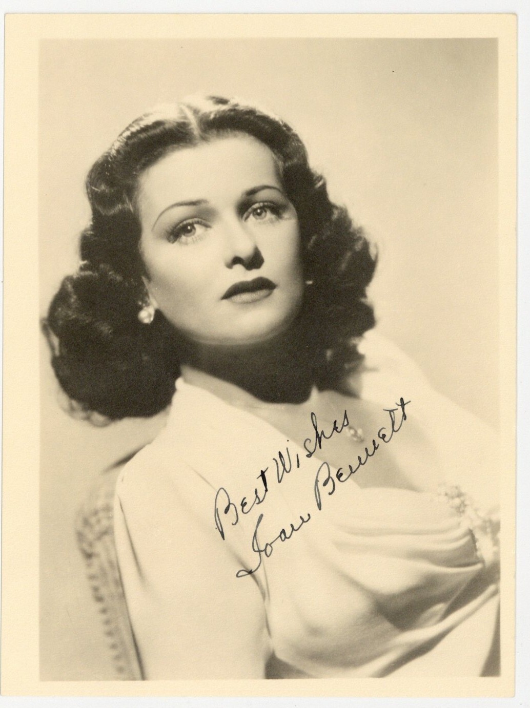 Joan Bennett 1940 Hand Signed Portrait 5x7 Autographed Photo Femme Fatale Noir