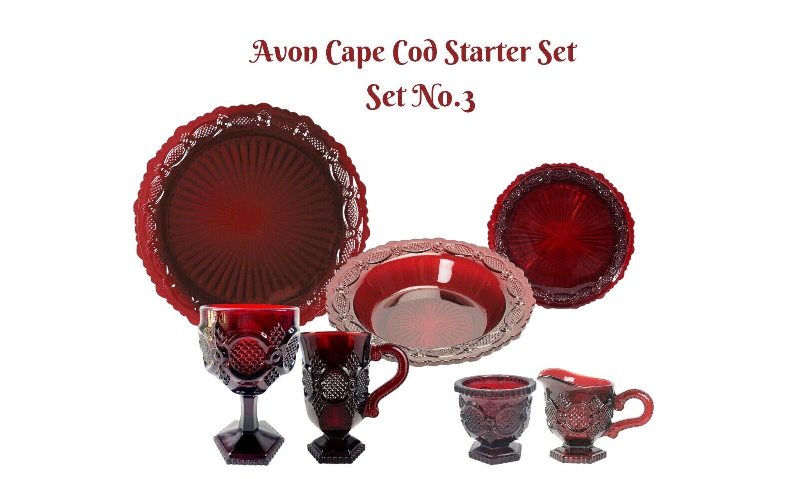 Avon Cape Cod Starter Set No. 3* Red Holiday Dinnerware* 22 pieces 