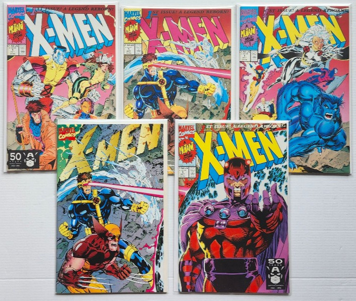 X-MEN #1 - Marvel 1991) - Jim Lee - All 5 Different Covers - & Xtra Bonus Book X-MEN #1 - Marvel 1991) - Jim Lee - All 5 Different Covers - & Xtra Bonus Book