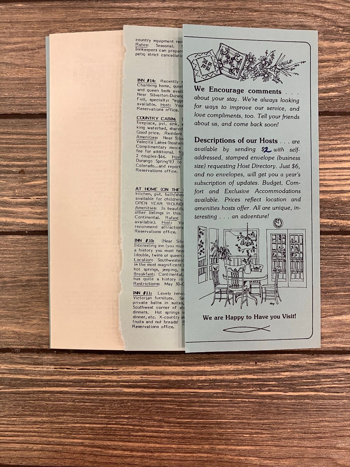 Vintage Bed & Breakfast Rocky Mountains Colorado Springs Ephemera Brochure