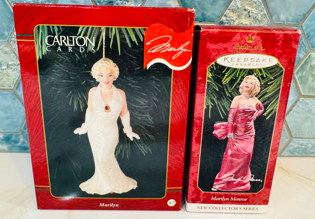 1996 Carlton Card Marilyn Monroe  and 1 Hallmark Christmas Ornamant